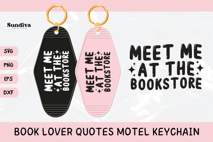 Book Lover Motel Keychain SVG | Meet Me At The Bookstore example image 1