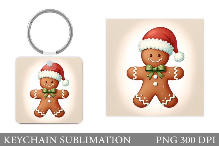 Cute Gingerbread Keychain. Christmas Keychain Sublimation example image 1