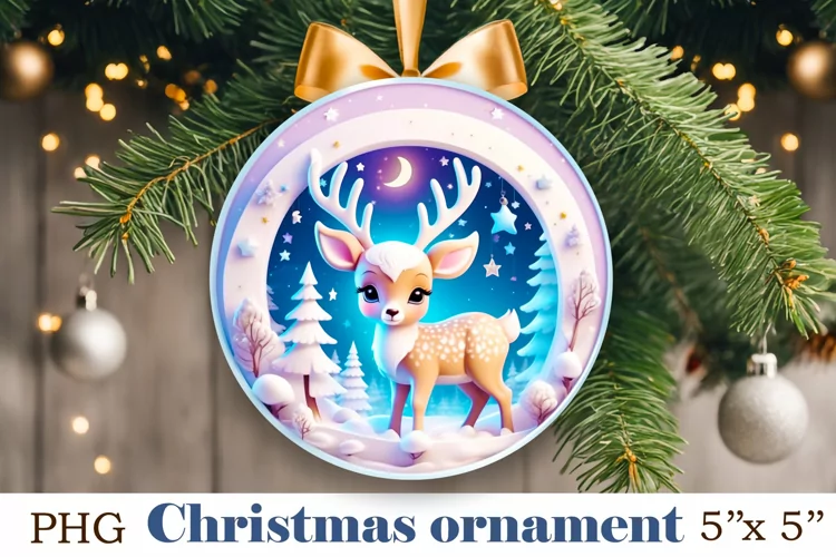 Sublimation Christmas Ornament, 3D Round Ornament Png