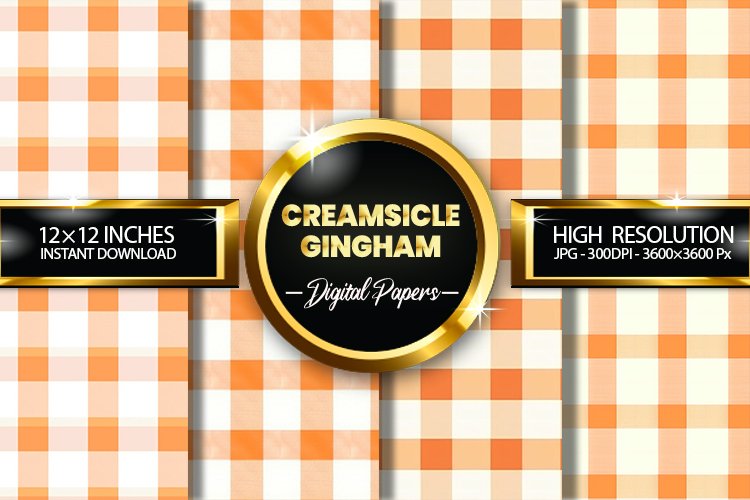 Creamsicle Gingham Digital Papers - 04 Variations