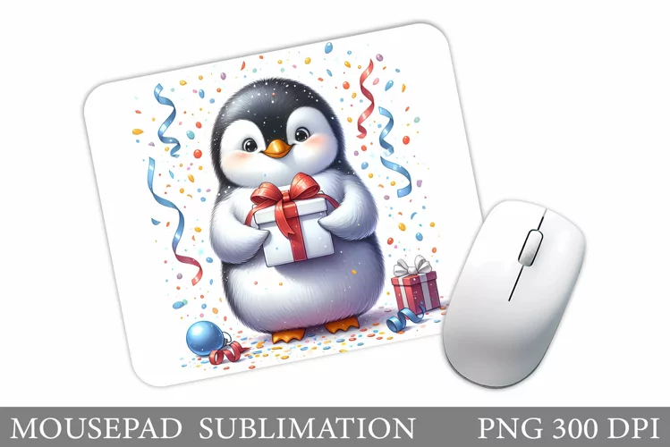 Cute Penguin Mouse Pad. Christmas Penguin Mouse Pad Design