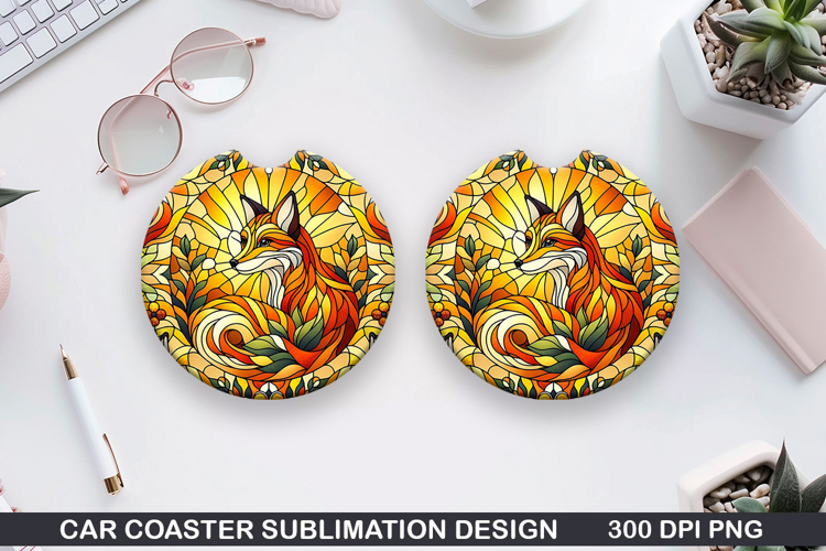 Foxes Wolves Car Coaster Sublimation| Foxes Coaster PNG