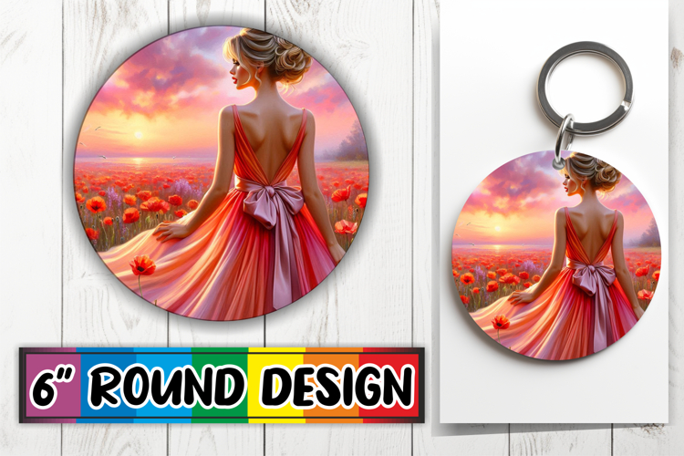 Joyful Circle Keychain Sublimation, Women