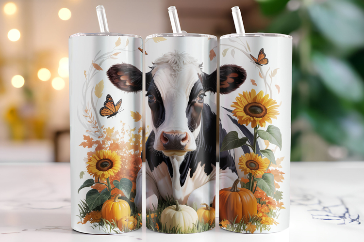Fall Cow Tumbler Wrap | Sublimation | Tumblers