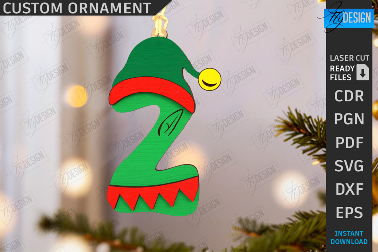 Christmas Letter Ornament|Hanging Christmas Monogram SVG|CNC
