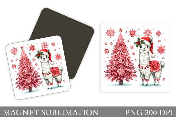 Christmas Lama Magnet. Christmas Magnet Sublimation example image 1