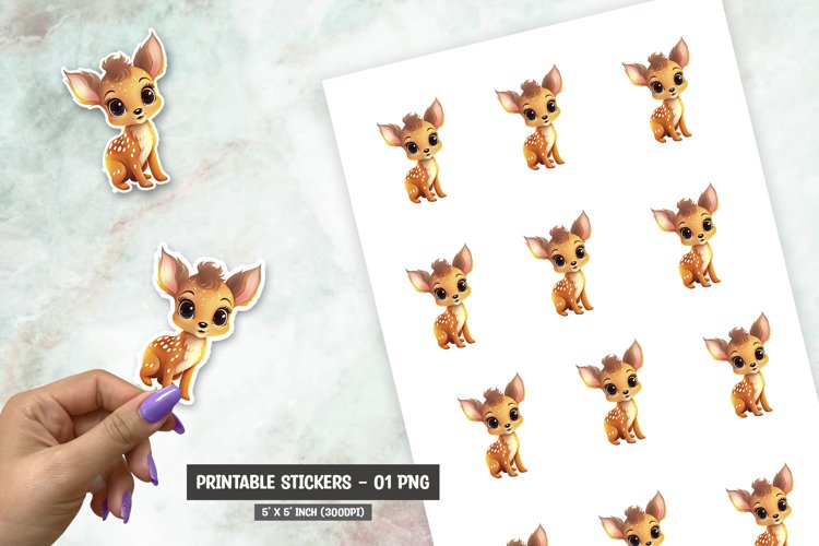 Cartoon deer sticker, Cute deer sticker png