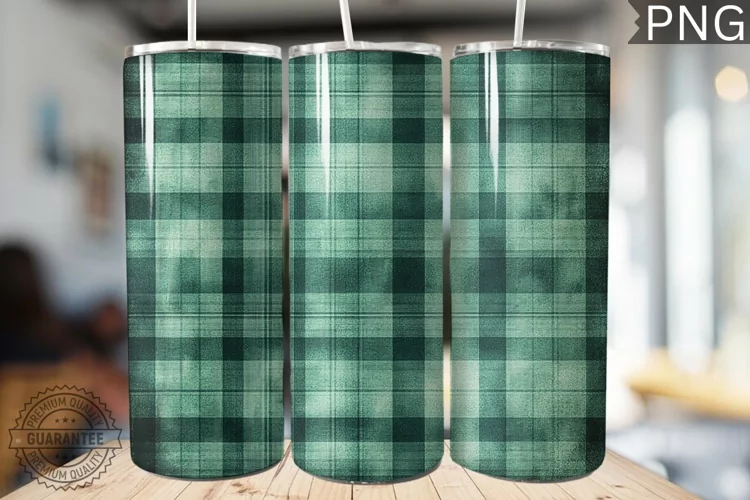 Green Plaid Tumbler Wrap - High Quality 300 Dpi