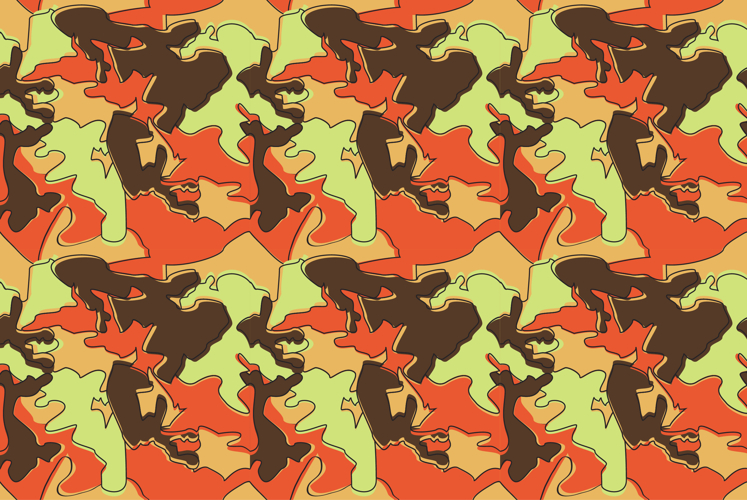 Seamless Camouflage Pattern in Brown Orange Green background