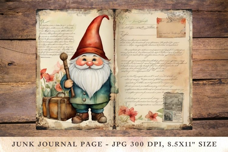 Printable Junk Journal Pages gnome 7 example image 1