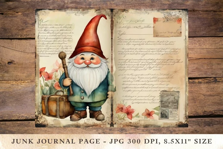 Printable Junk Journal Pages gnome 7