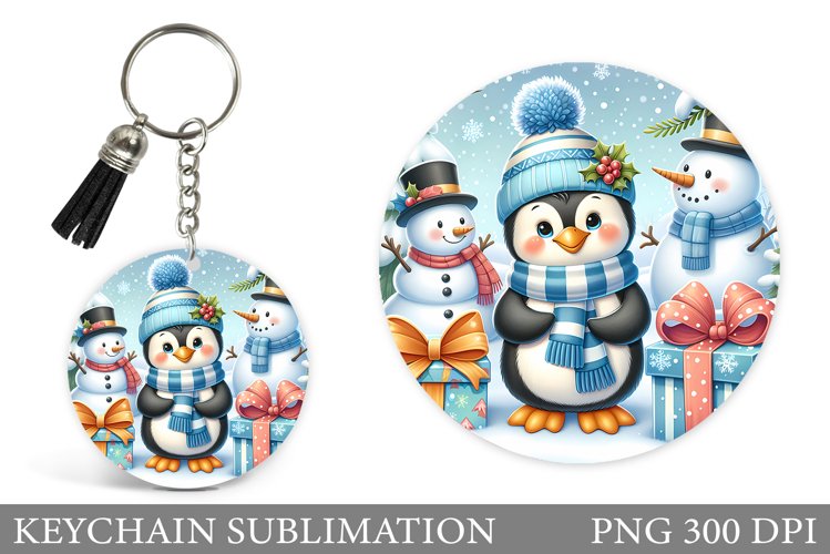 Christmas Penguin Keychain. Christmas Keychain Design example image 1