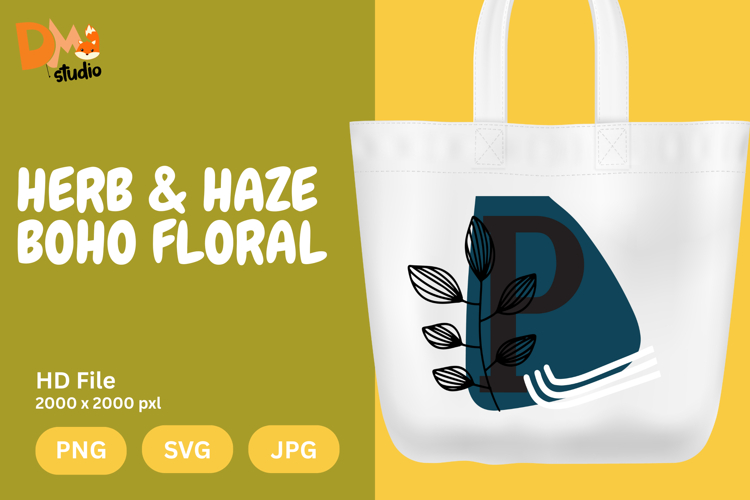 Herb   Haze Boho Floral Monogram