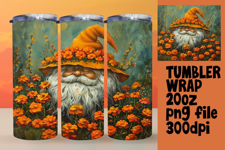 Summer Gnome Sublimation Tumbler Wrap 20oz example image 1