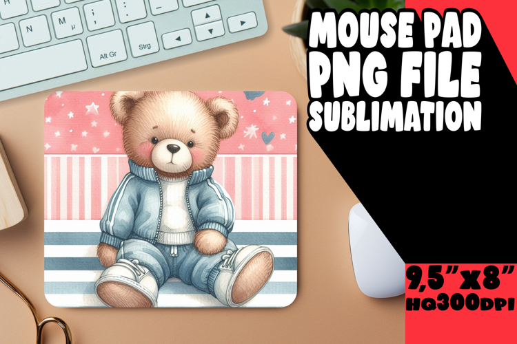COZY MOUSE MAT INSPIRATIONAL SUBLIMATION, Teddy Bear