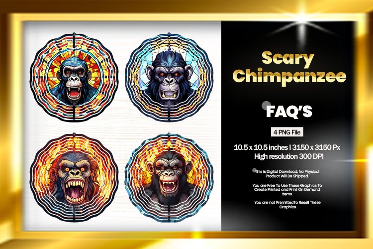 Scary Chimpanzee Wind Spinner Sublimation - 04 Variation example image 1