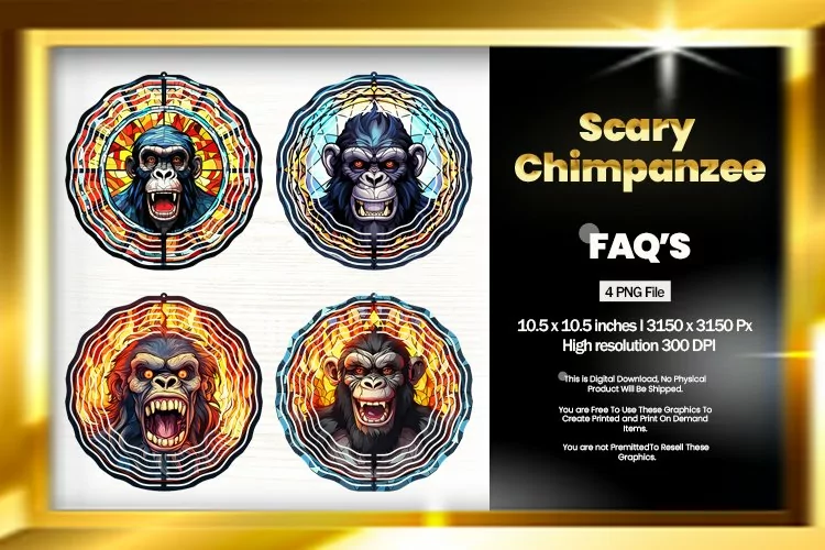 Scary Chimpanzee Wind Spinner Sublimation - 04 Variation
