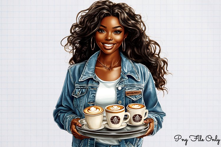 Coffee Shop Girls Clipart PNG