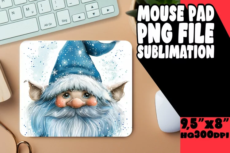 Cozy Charm: Gnome Mouse Pad Design Sublimation PNG