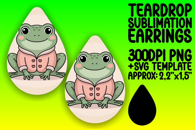 Playful Teardrop Earrings Sublimation , Valenines Animals
