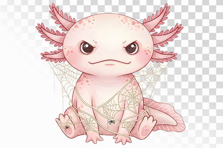 Halloween Axolotl Tangled Spiderweb Angry Spooky PNG Uparupa