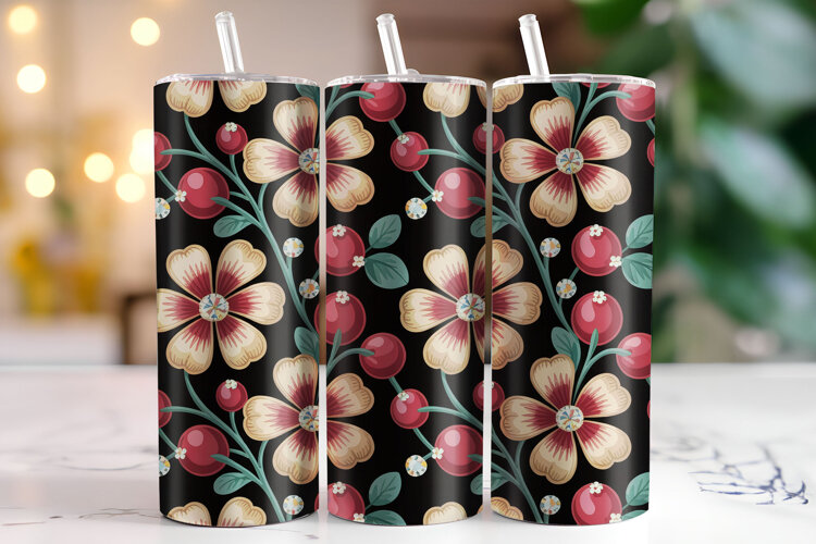 Flower Tumbler Wrap | Sublimation | Tumblers example image 1