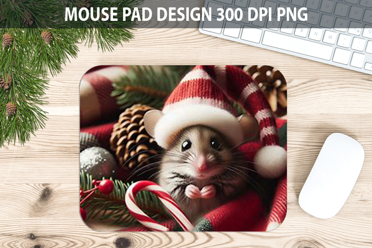 Christmas Mouse Pad Sublimation - Animal PNG Design