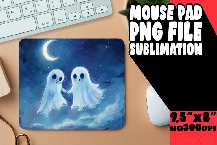 Ghostly Halloween Mouse Pad Design PNG