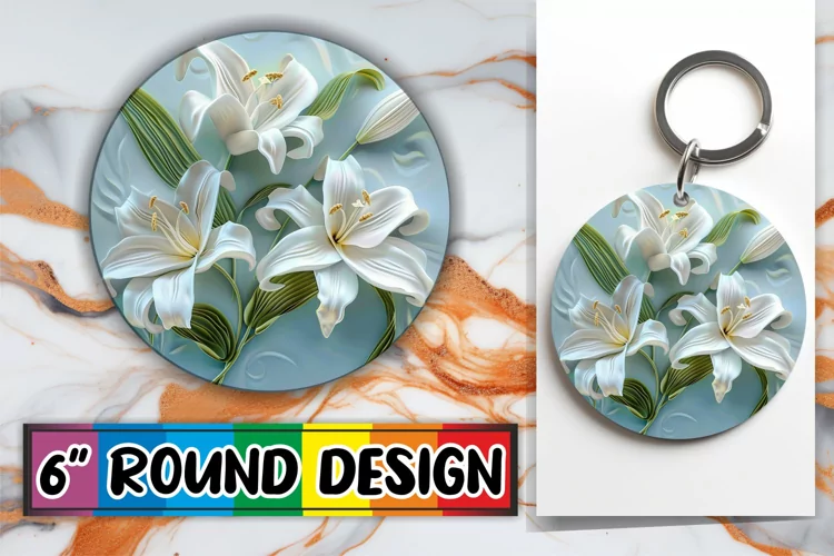 White Petal Beauty: Sublimation Circle Design