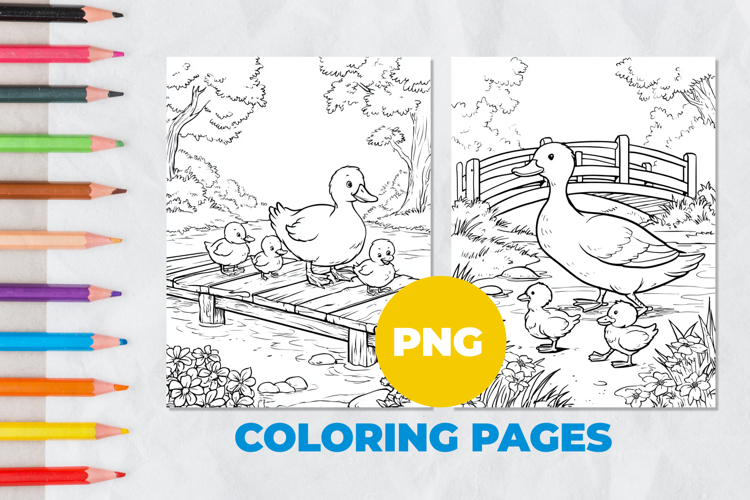 Duck with ducklings Coloring Pages | Coloring book