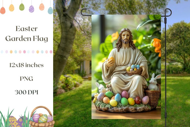 Happy Easter Garden Flag, Christian Garden Flag Sublimation