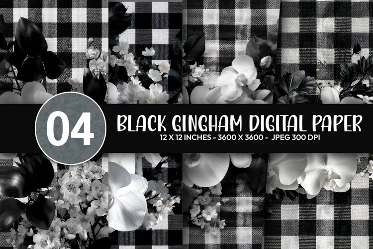 Black gingham Digital Paper example image 1