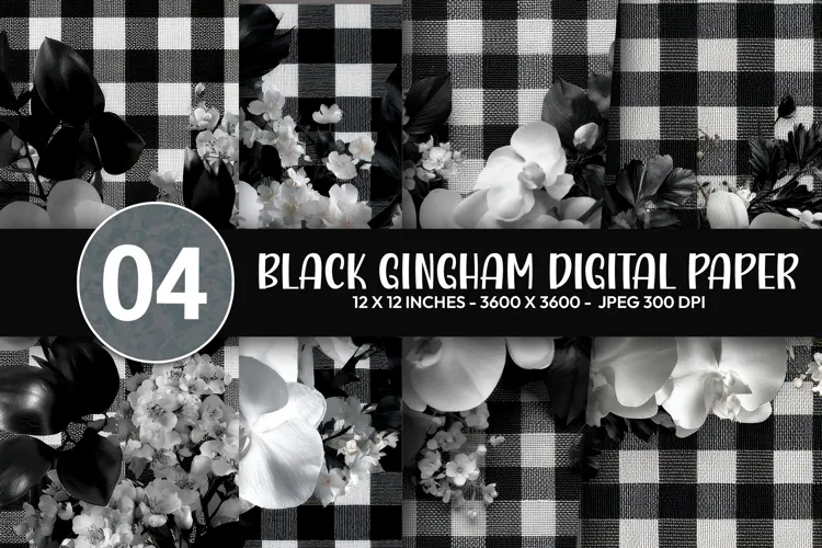 Black gingham Digital Paper