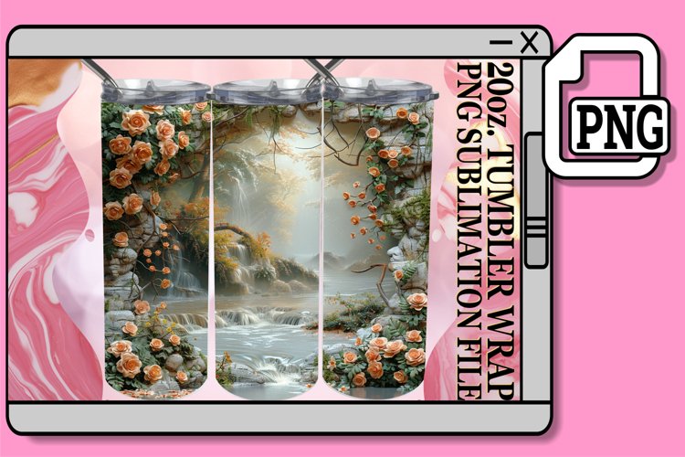 3D Blossom Retreat Tumbler Wrap 20oz example image 1