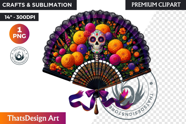 Floral Day of the Dead Clipart PNG sugar skull la catrina example image 1