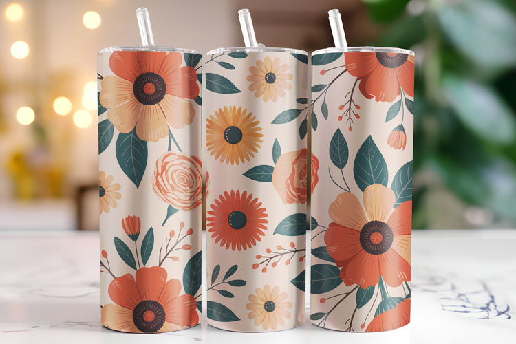 Flowers Tumbler Wrap | Sublimation | Tumblers