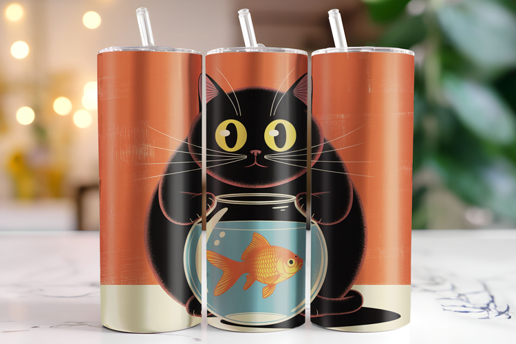 Black Cat Tumbler Wrap | Sublimation | Tumblers