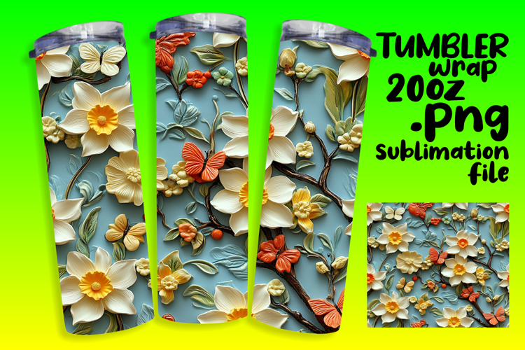 Custom 20oz Tumbler Gift Design , 3D Flower