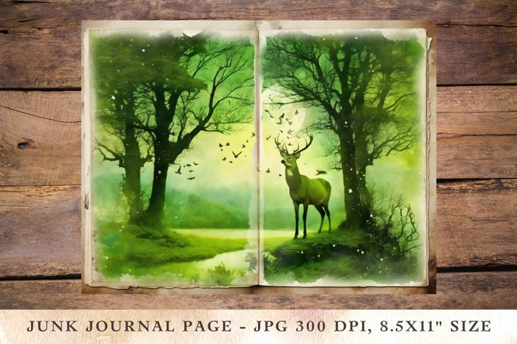 Printable Junk Journal Pages green forest 4