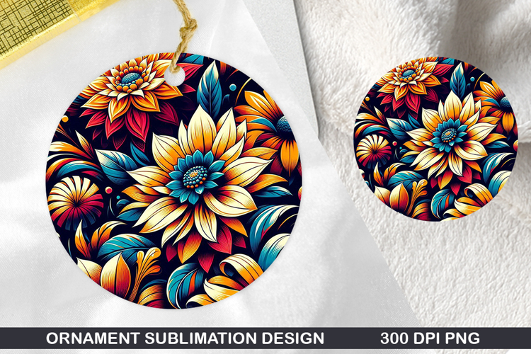 Flowers Stained Glass Ornament PNG, Digital Download File