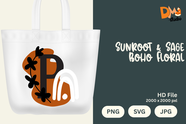 Sunroot & Sage Boho Floral Monogram