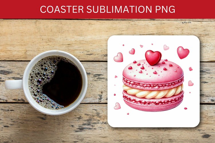 valentine square coaster - macarons