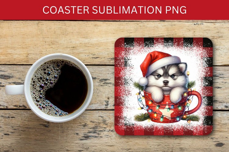 square coaster - puppy in the mug example image 1