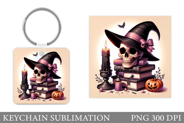 Skull Keychain Design. Halloween Keychain Sublimation example image 1