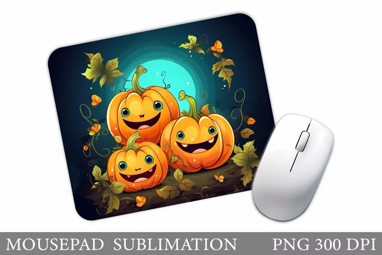 Cute Pumpkin Mouse Pad. Halloween Pumpkin Mouse Pad Design