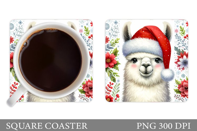 Christmas Lama Coaster Design. Christmas Coaster Sublimation