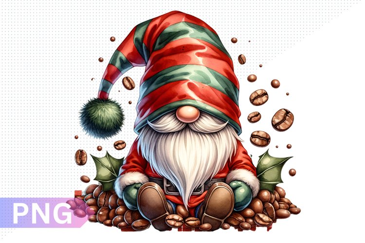 Christmas Coffee Gnome Sublimation Clipart PNG