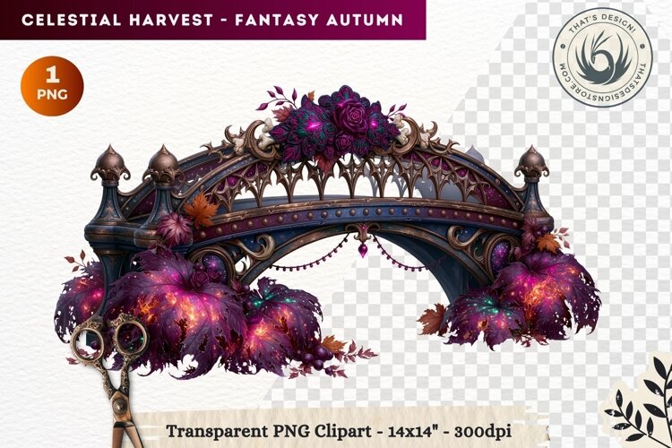 Autumn Fantasy Clipart PNG Celestial Steampunk Harvest example image 1