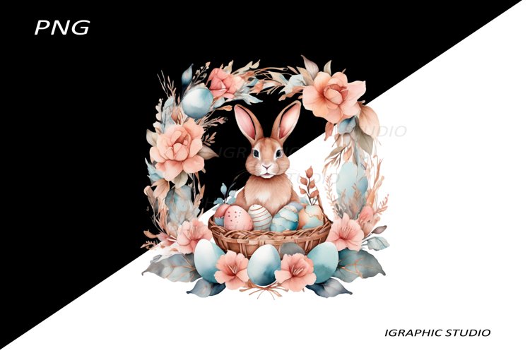 Easter Clipart, Easter Egg Basket Clipart, Easter Bunny Png example image 1
