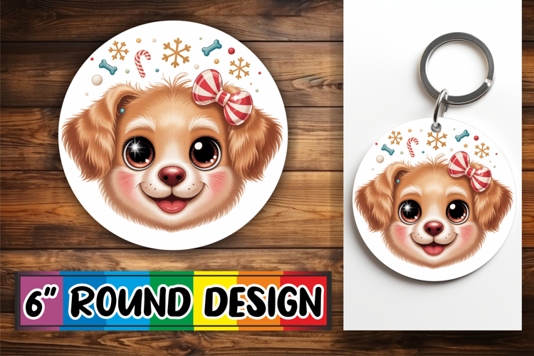Circle of Joy Keychain Sublimation, Cute Christmas example image 1